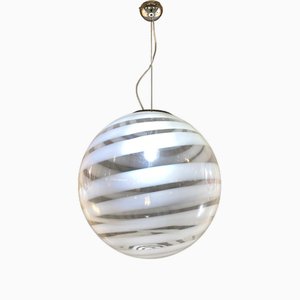 Weiße und transparente Kugellampe aus Muranoglas von Simoeng