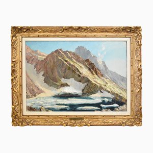 Etienne Albrieux, Mountain Landscape, 1945, Oil on Cardboard