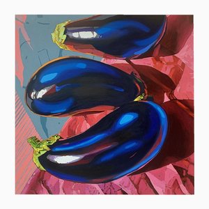 Rafal Gadowski, Eggplants 3, Oil on Canvas, 21st Century