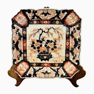 Großer japanischer quadratischer Imari Teller, 1900er