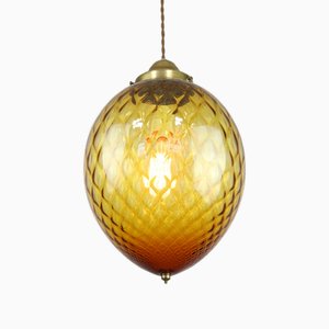 Bernsteinfarbene Mid-Century Lampe aus Muranoglas von Empoli