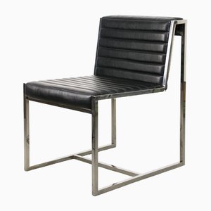 Silla Bauhaus vintage negra de cromo y cuero sintético