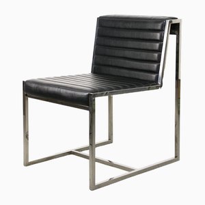 Vintage Bauhaus Black Chair in Chrome and Leatherette