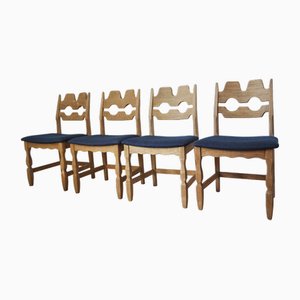 Razor Blade Oak Dining Chairs by Henning Kjærnulf, 1950s, Set of 4