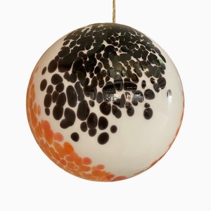 Bernsteinfarbene und schwarze Murrine Sphere Lampe aus Muranoglas von Simoeng