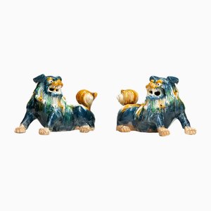 Chinesische Foo Dogs aus Keramik, frühes 20. Jh., 2er Set