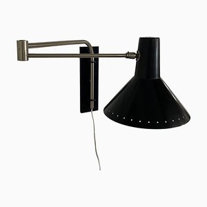 Swing Arm Wall Lamp in Black by Artimeta, 1960s