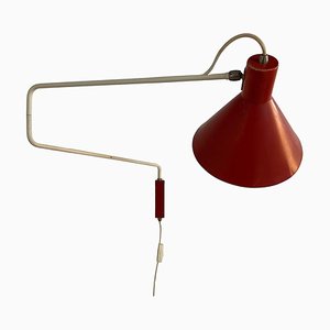 Red Elbow Wall Lamp by J. Hoogervorst for Anvia, 1960s