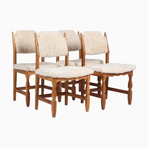 Model Razoblade Oak Dining Chairs attributed to Henning Kjærnulf, Denmark, 2023, Set of 4