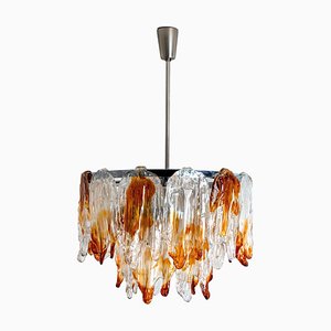 Chandelier in Orange and Clear Murano Glass from Mazzega, 1960s