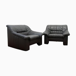 Set of Vintage Leather Armchairs, Former Czechoslovakia, 1980s