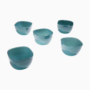 Turquoise Opaline Bowls by Paolo Venini, Murano, 1950s, Set of 5