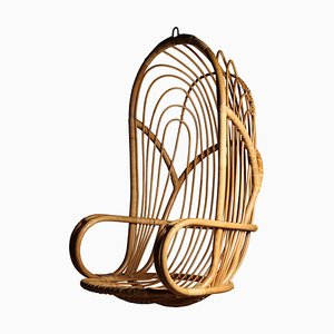 Wicker and Cane Hanging Chair attributed to Rohe Noordwolde, 1960s