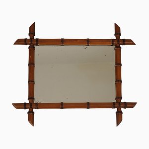 Miroir Antique en Faux Bambou et Cadre en Noyer, 1890s