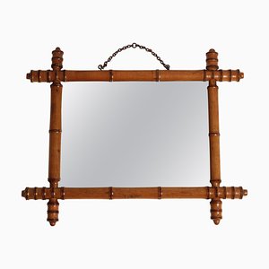 Espejo de imitación de bambú con marco de nogal, Inglaterra, década de 1800