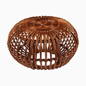 Mid-Century Wicker and Cane Ottoman, 1950s