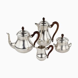 French Tea and Coffee Service in Silver Plated Metal, Set of 4