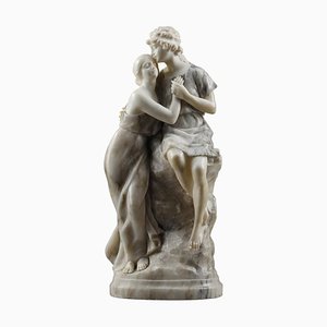 Statue aus Alabaster und Marmor von Helen und Paris, 1900er