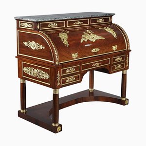 Bureau Cylindre Empire en Acajou et Bronze Doré, 19ème Siècle, 1855