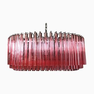 Large Triedri Murano Glass Chandelier with 391 Pink Prims Triedri, 1990s