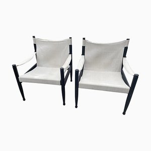 Mid-Century Modern Danish Safari Chairs attributed to Erik Wørts for Eilersen, 1960s, Set of 2