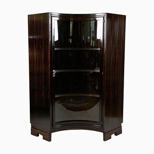 Art Deco Palisander Display Cabinet with Curved Glass Panel, France, 1930s