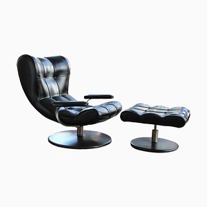 Vintage Sessel mit Pouf von Tecnisalotto, 1960er, 2er Set