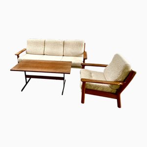 Mid-Century Danish Sofa and Chair with Teak Table, Set of 3