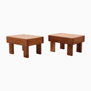 Elm Wood Tables from Maison Regain, France, 1970s, Set of 2