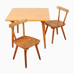 Childrens Table and Chairs by Jacob Müller for Wohnhilfe, Set of 3