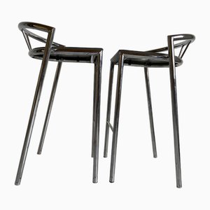 Tabouret de Bar Postmoderne en Chrome de Bent Krogh, 1980s, Set de 2