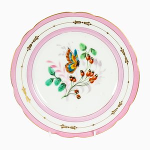 Antique French Pink Porcelain Cabinet Plate, 1800s