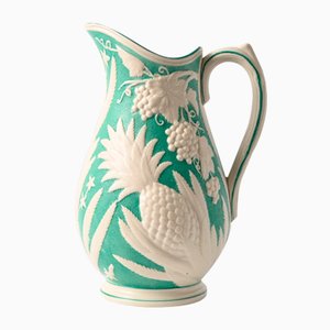 19th Century White and Green Ceramic Jug by Boch Freres Keramis for Boch Frères