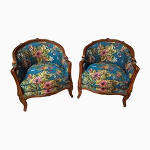 Louis XV Bergere Lounge Chairs, Set of 2