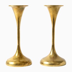 Vintage Danish Brass Candleholders from Hyslop, Set of 2