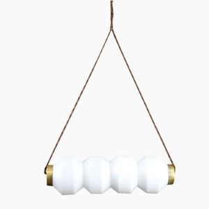 Lámpara colgante minimalista Mid-Century de latón y opalino