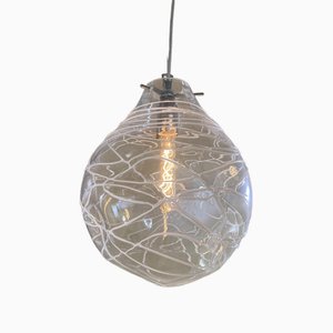 Transparent with Wite Wire Pendant in Murano Glass by Simoeng