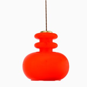 Lampada Mid-Century in vetro rosso e ottone