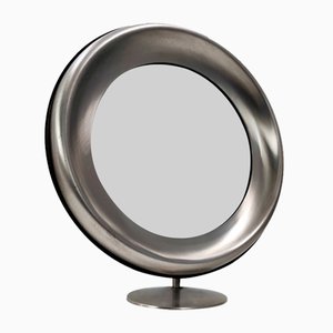 Postmodern Round Anodized Brass Vanity Mirror attibuted to Sergio Mazza, Italy, 1970s