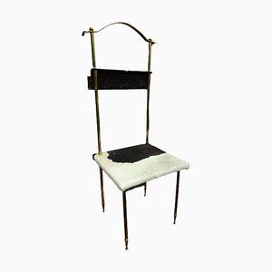 Valet Chair in ottone e cuoio, anni '60