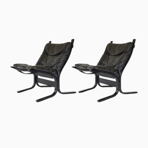 Chaises Siesta Vintage Noires par Ingmar Relling pour Westnofa, 1960s, Set de 2