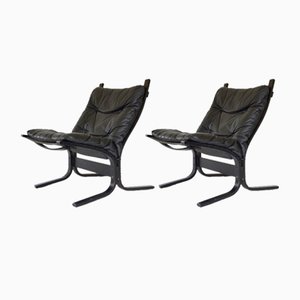 Schwarze Vintage Siesta Stühle von Ingmar Relling für Westnofa, 1960er, 2er Set