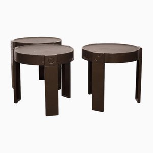 Dutch Brown Nesting Tables in Plastic, 1970s, Set of 3