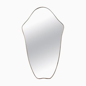 Large Mid-Century Italian Wall Mirror with Brass Frame, 1950s