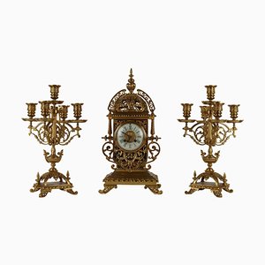 Goldene Bronze Triptychon Uhr, 3 . Set