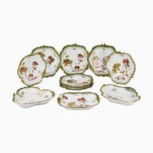 Servicio de porcelana estilo Art Nouveau, Limoges, siglo XX. Juego de 11