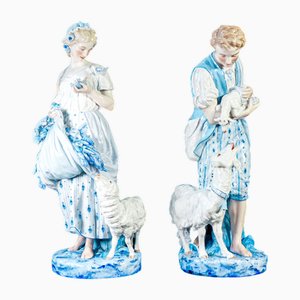 Ceramic Sculptures from Vion & Baury, 1800s, Set of 2