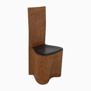 Birch-Root Chair with Leather Seat, 1970s
