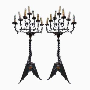 Large 19th Century Gothic Candelabras, Set of 2