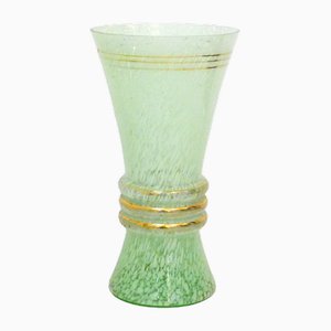 Große Vase aus glasgesprenkeltem Clichy Glas & Vergoldung, 1950er